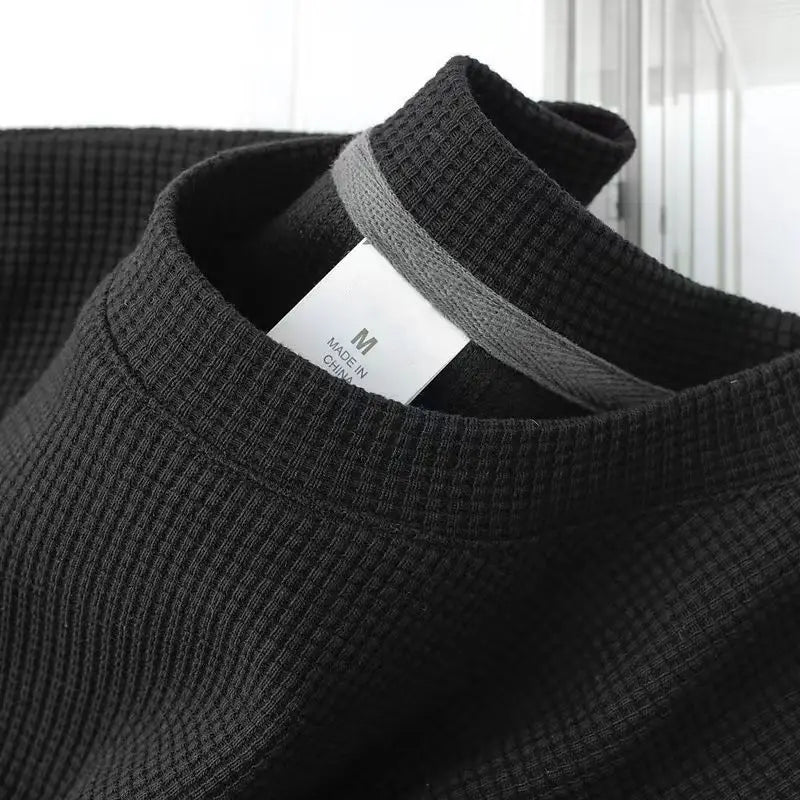 Camiseta Waffle Unissex – Estilo Japonês Casual para o Verão