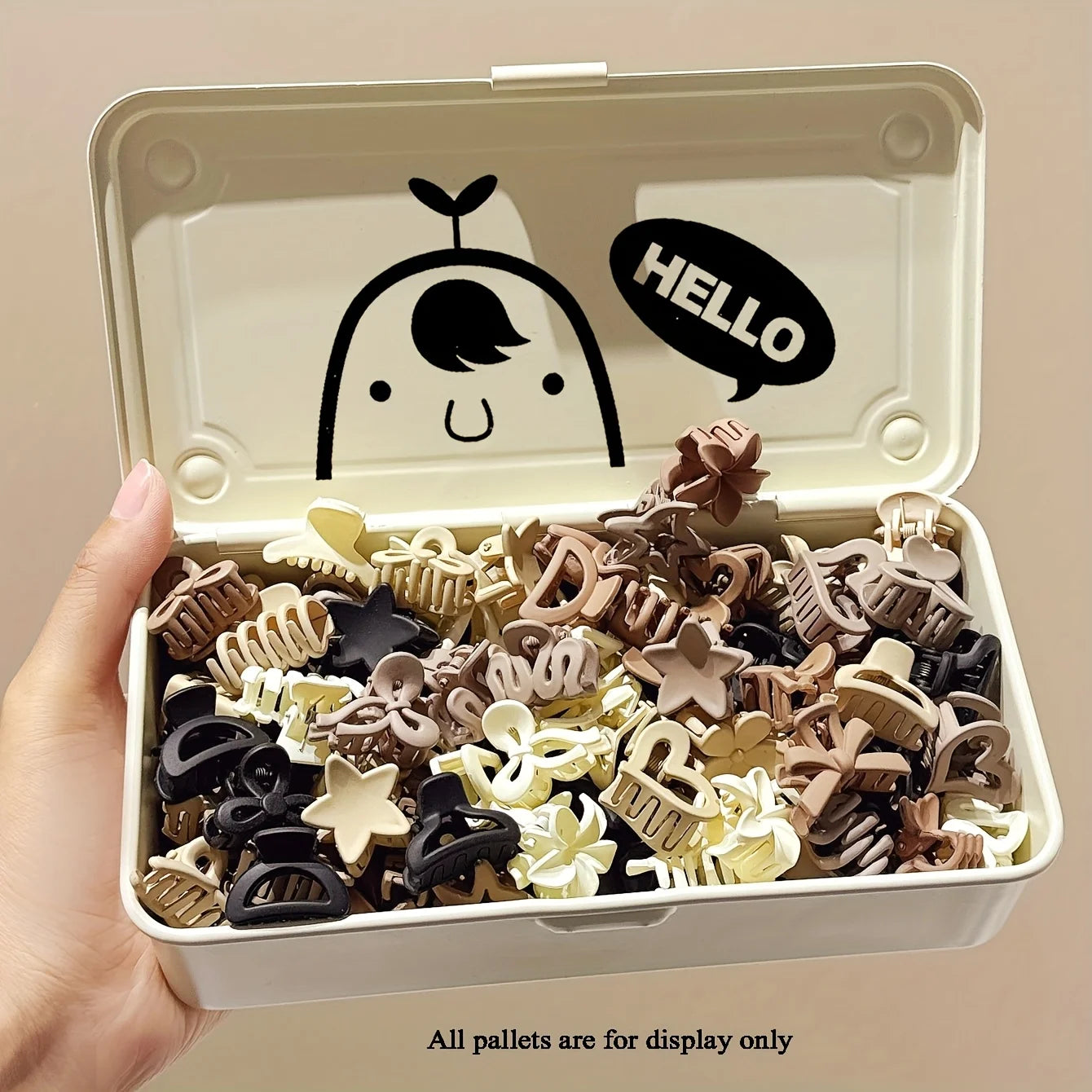 Beige Hair Clips Set