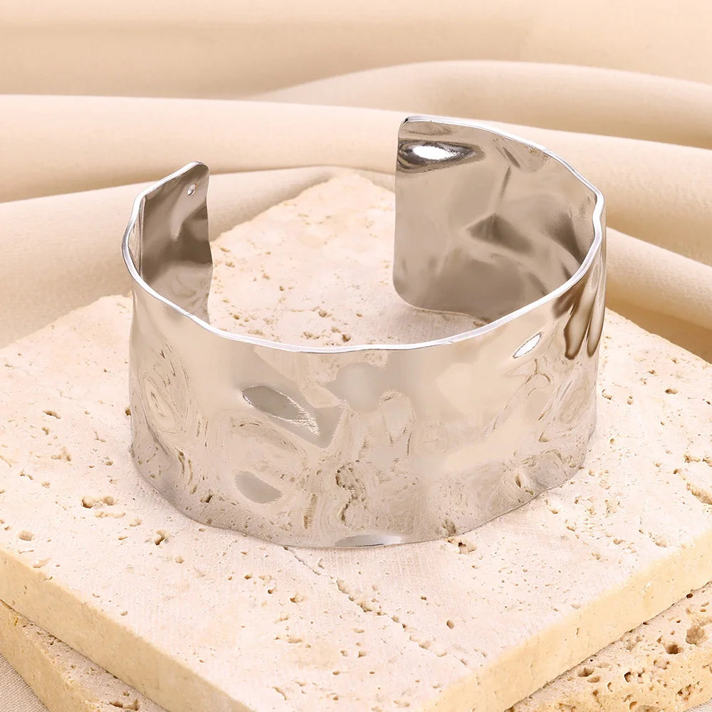 Luxury Gold Stainless Steel Wide Bangle