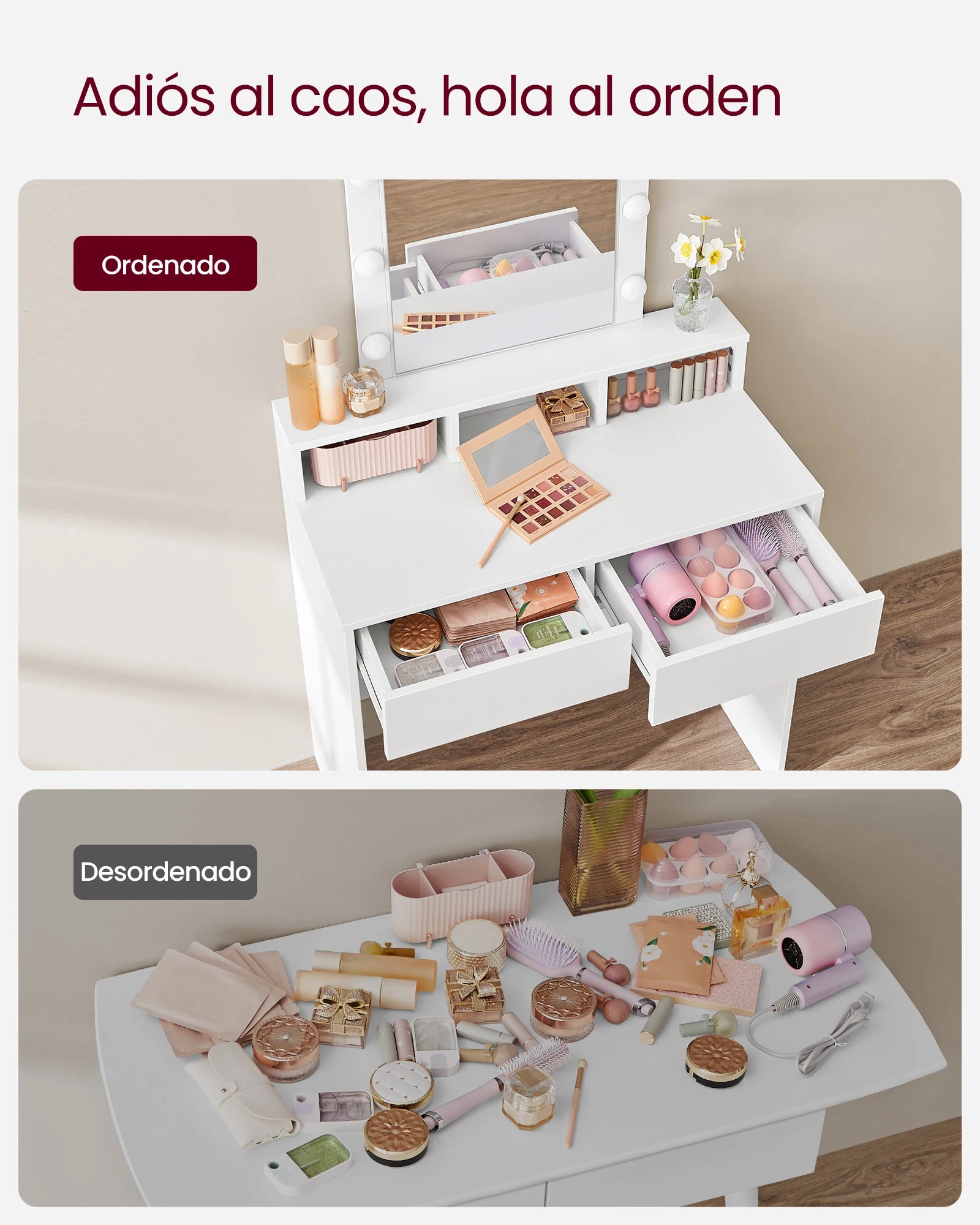 Penteadeira Elegance com Espelho Iluminado e LED Ajustável